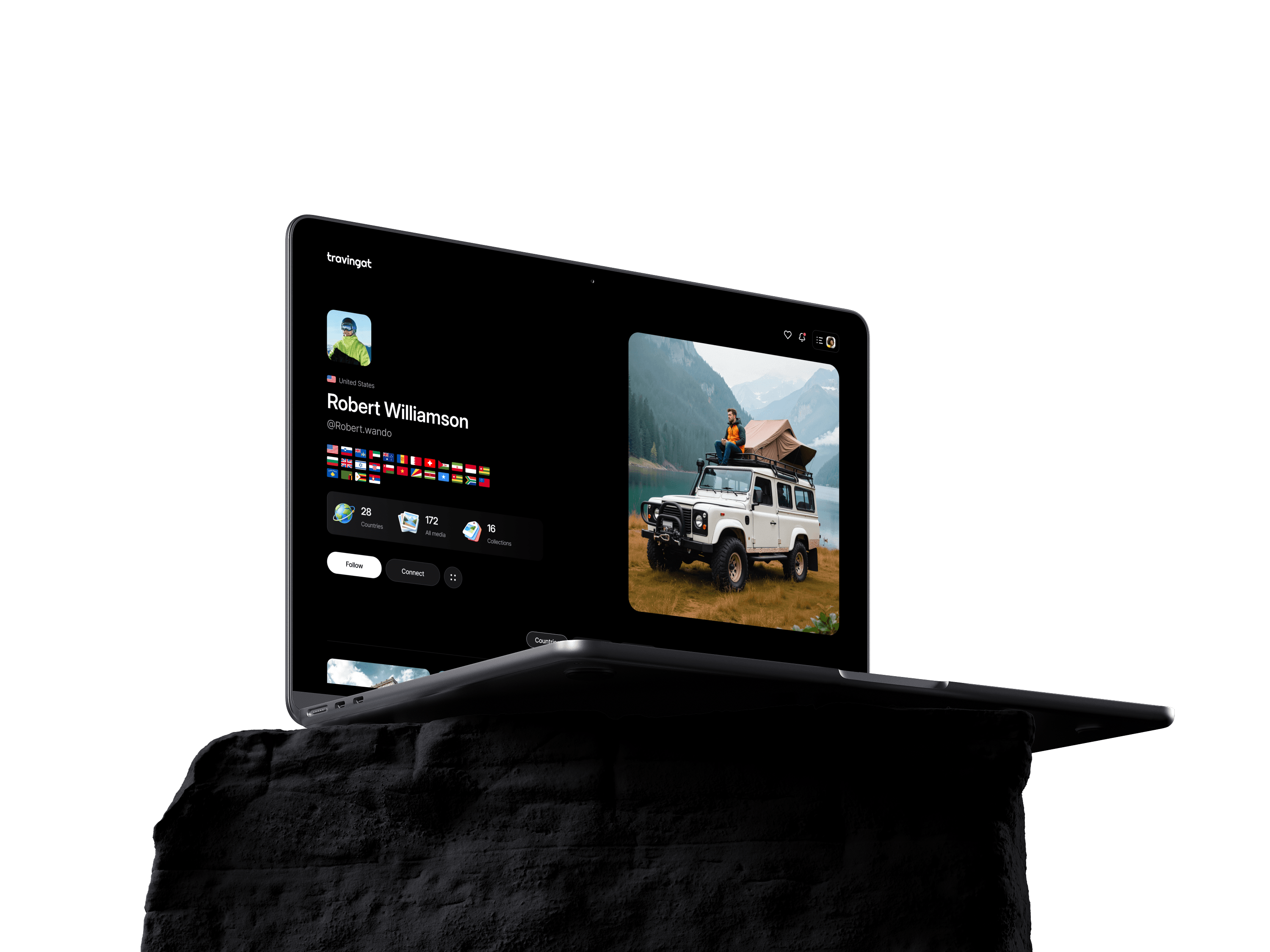 Template preview on laptop